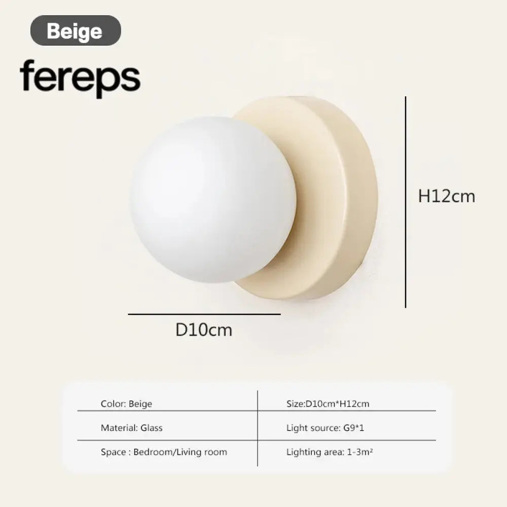 Nordic LED Glass Wall Lamp – Minimalist Base Sconce for Bedroom Hallway and Staircase Lighting Beige