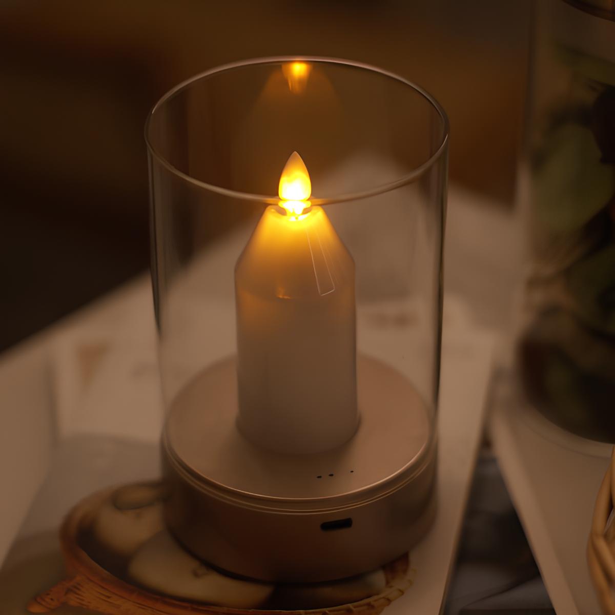 Luminae Rechargeable Candle Lamp With Flameless Warm Flicker And Gesture Controls