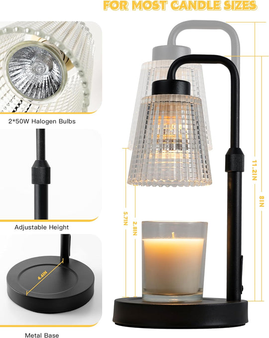 Lumora Adjustable Height Dimmable Candle Warmer Lamp With 50W Halogen Bulb