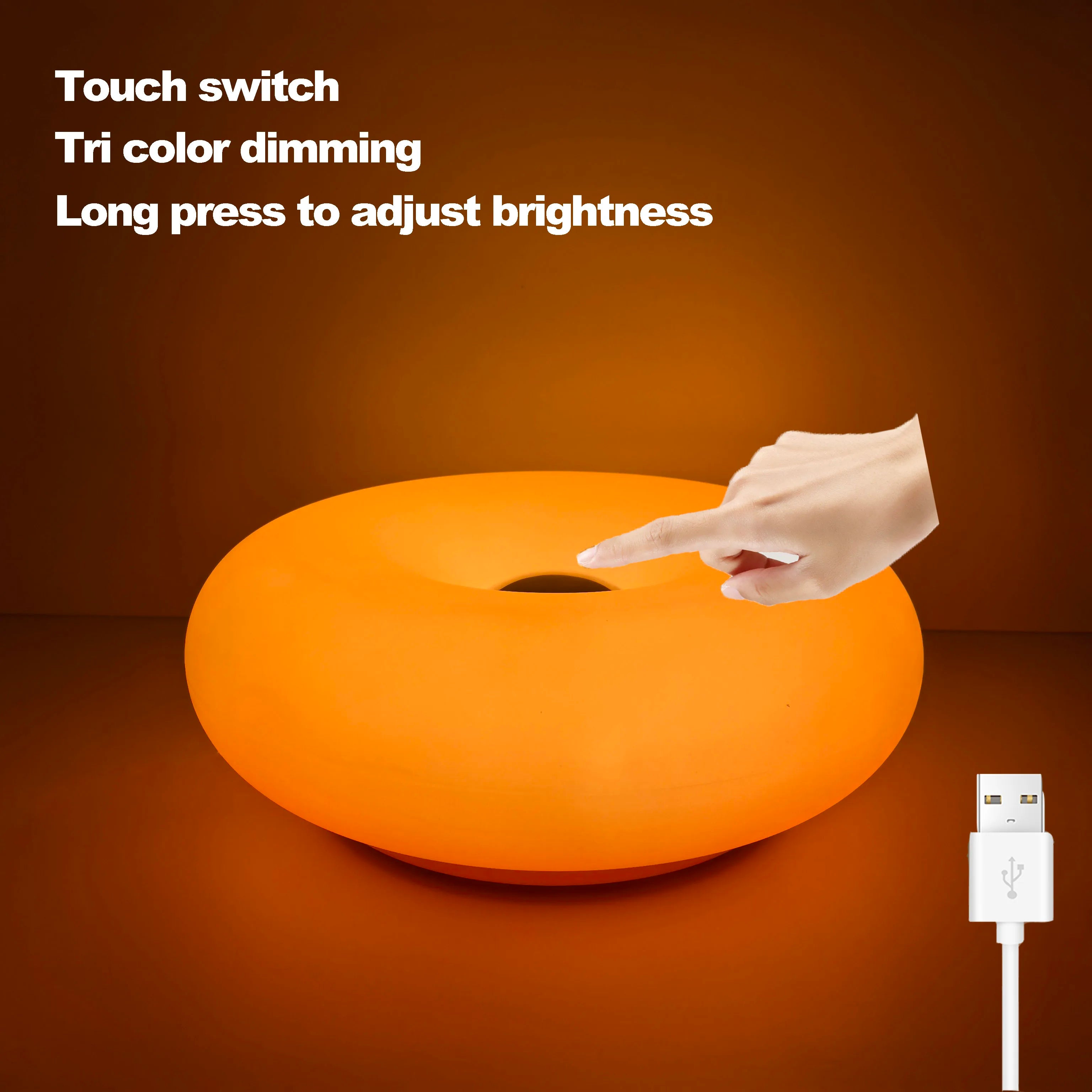 USB Table Lamp with Touch Control and RGB Color Changing – Dimmable Bedside or Desk Lamp for Bedroom and Living Room