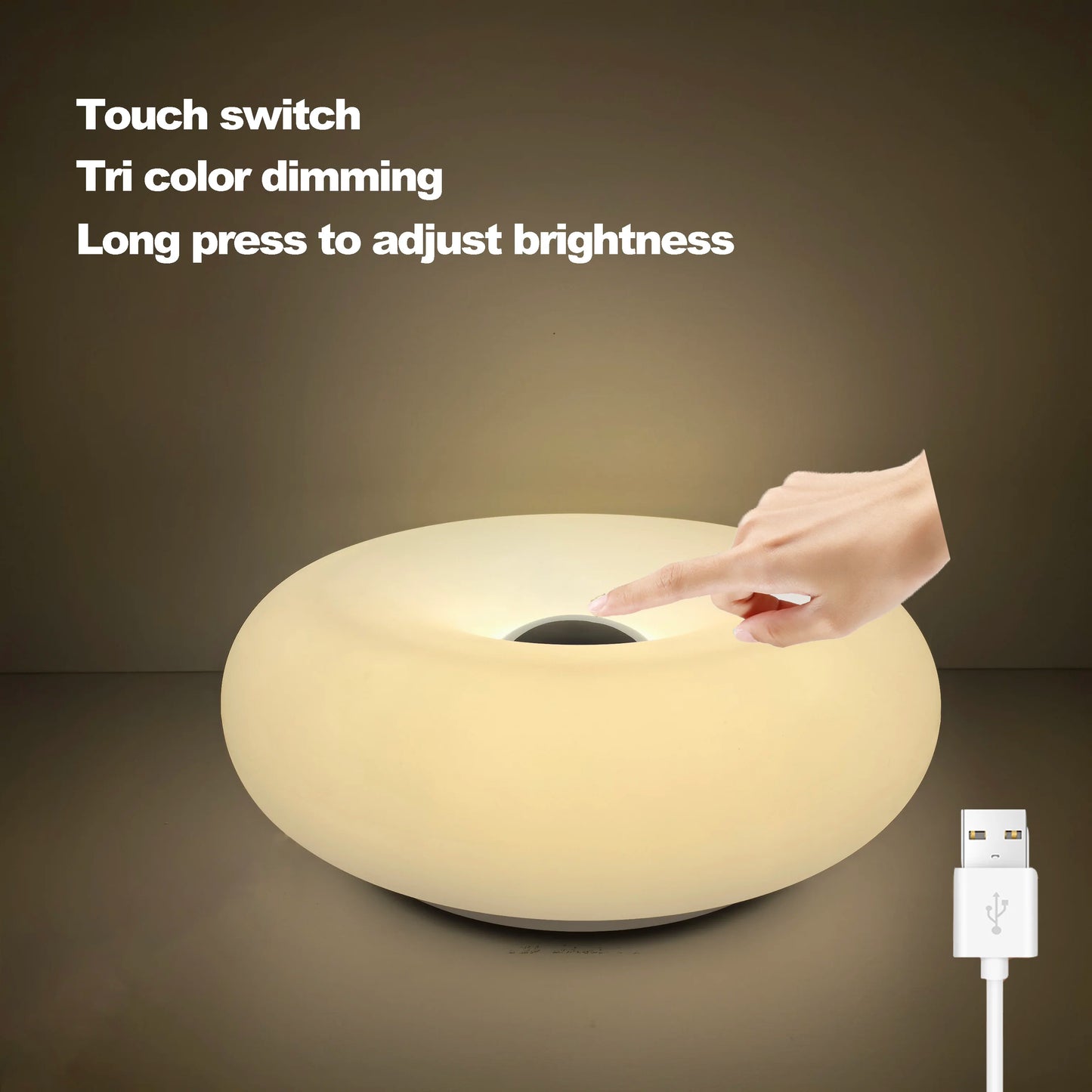 Lumaine Touch USB Table Lamp With Dimmable RGB Color Change For Bedroom And Living Room