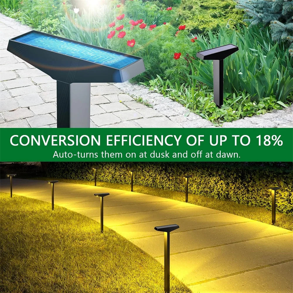 AuroraPath Solar T-Shaped Waterproof LED Garden Path Lights Cool Or Warm White