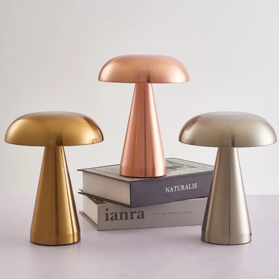 Rechargeable Cordless Mushroom LED Desk Lamp with Touch Sensor