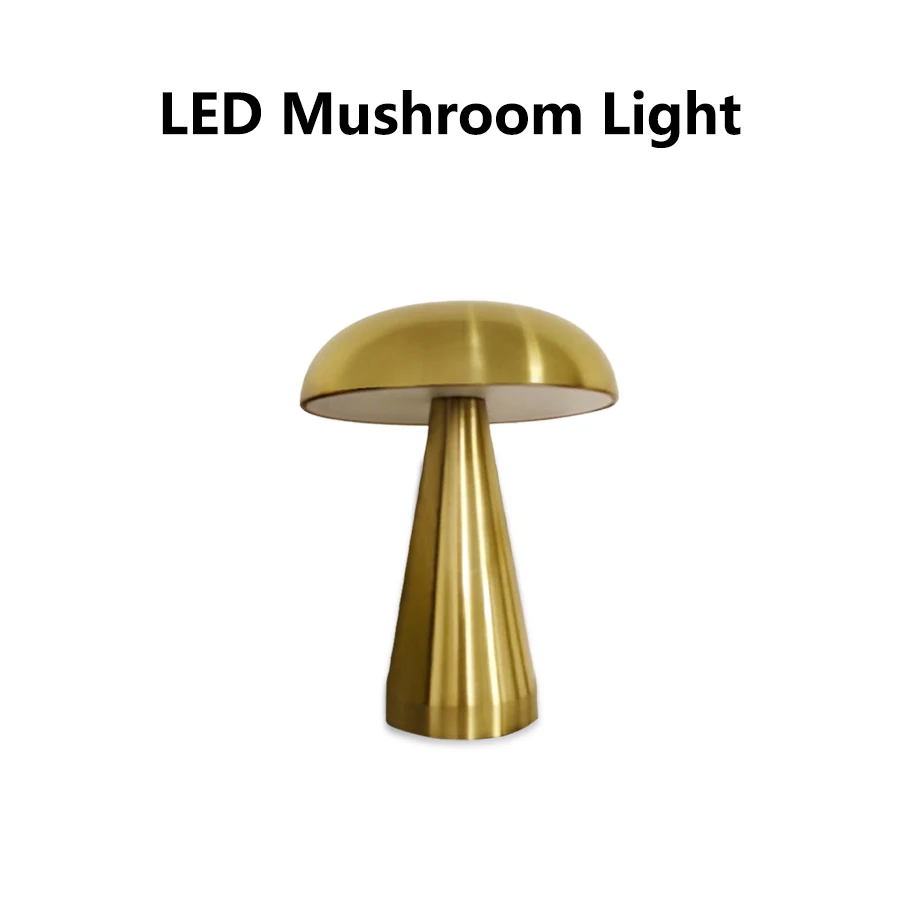 Luminaire Rechargeable Mushroom Touch LED Desk Lamp Cordless Adjustable Brightness