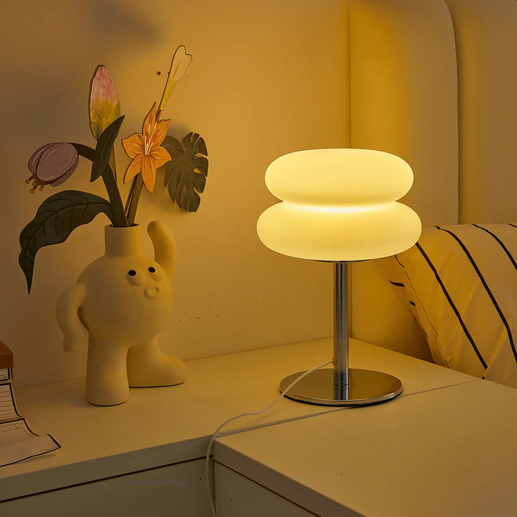 Tri-Color Dimming Table Lamp with 9 Brightness Levels – Creamy Bedside and Desk Lamp
