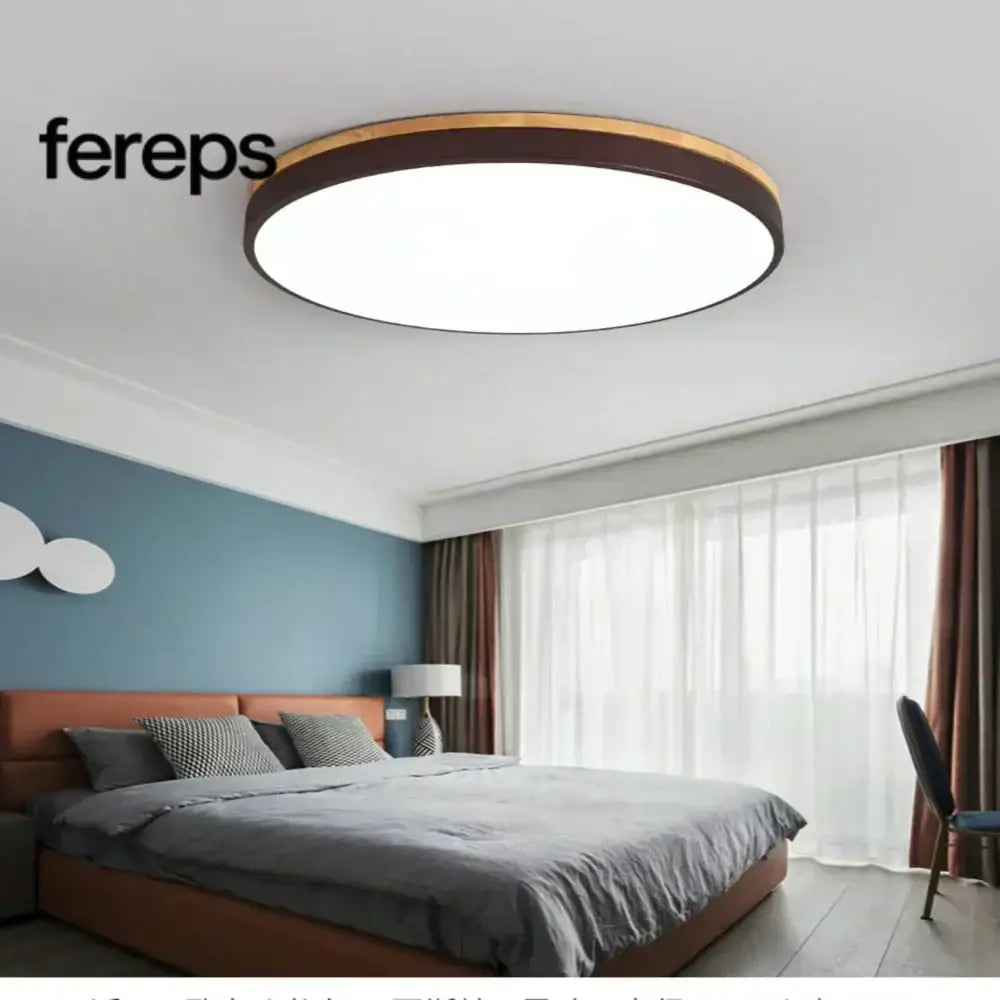 Ceiling light made of natural wood - Nordic minimalist design Black / Warm white