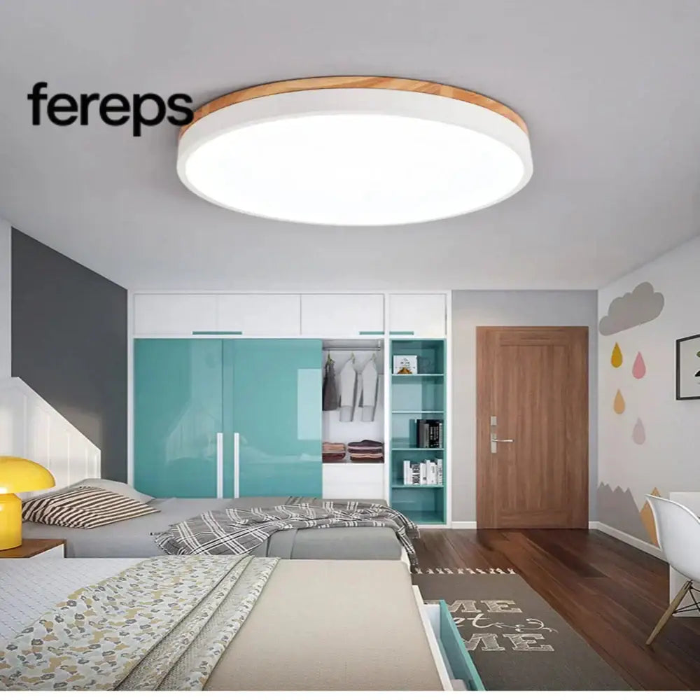 Ceiling light made of natural wood - Nordic minimalist design White / Warm white