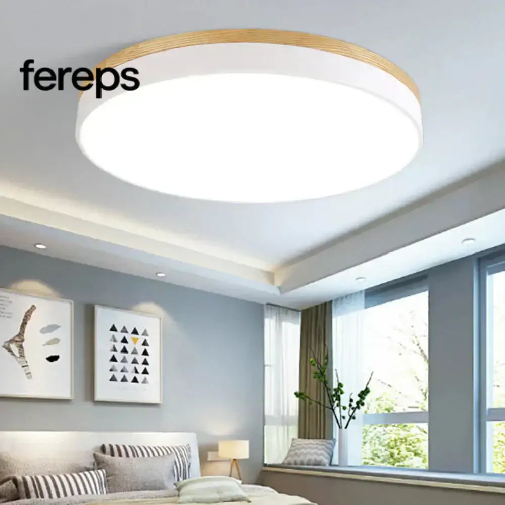 Ceiling light made of natural wood - Nordic minimalist design Yellow / Warm white