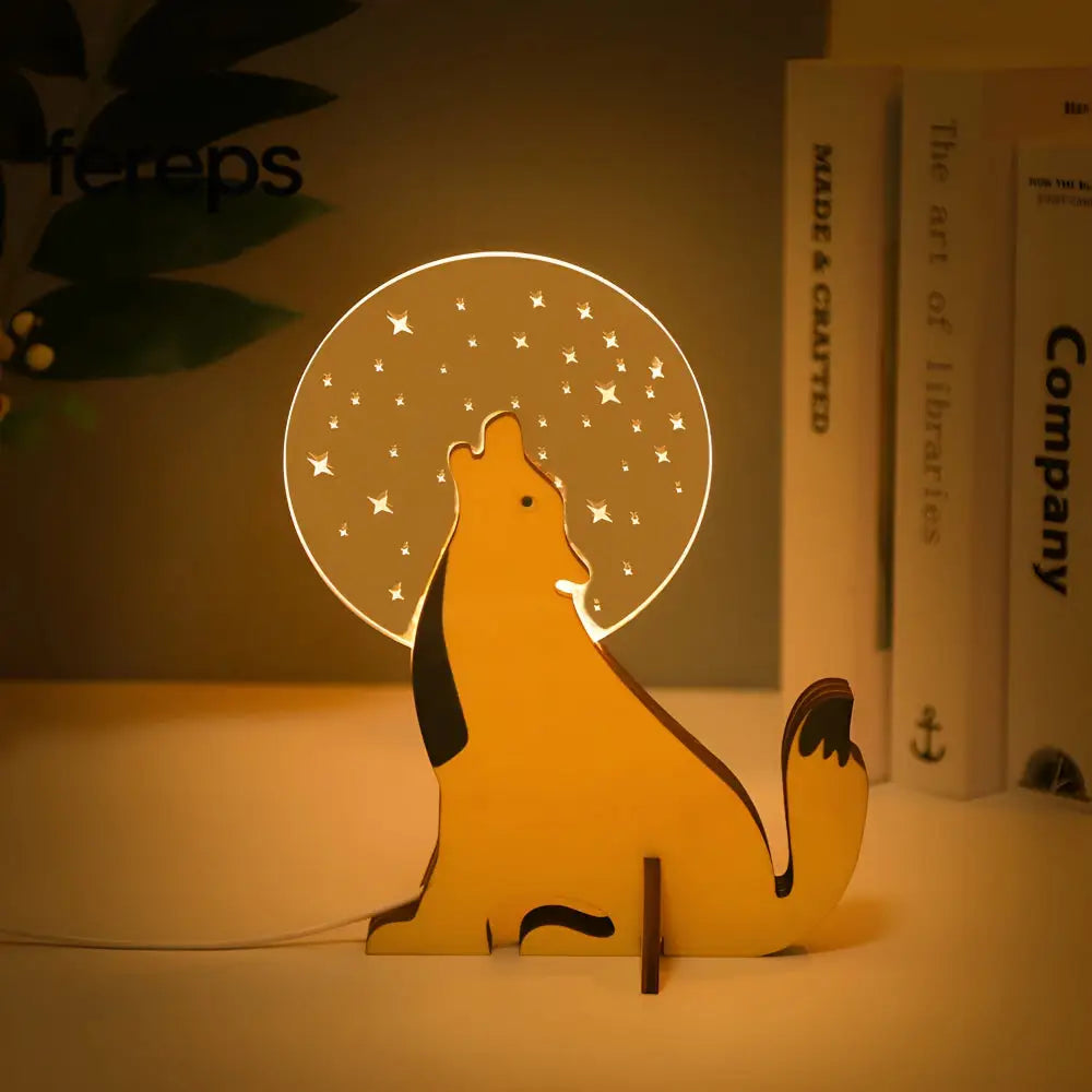 Decorative wooden animal table lamp - cute designs for children’s rooms Sirius