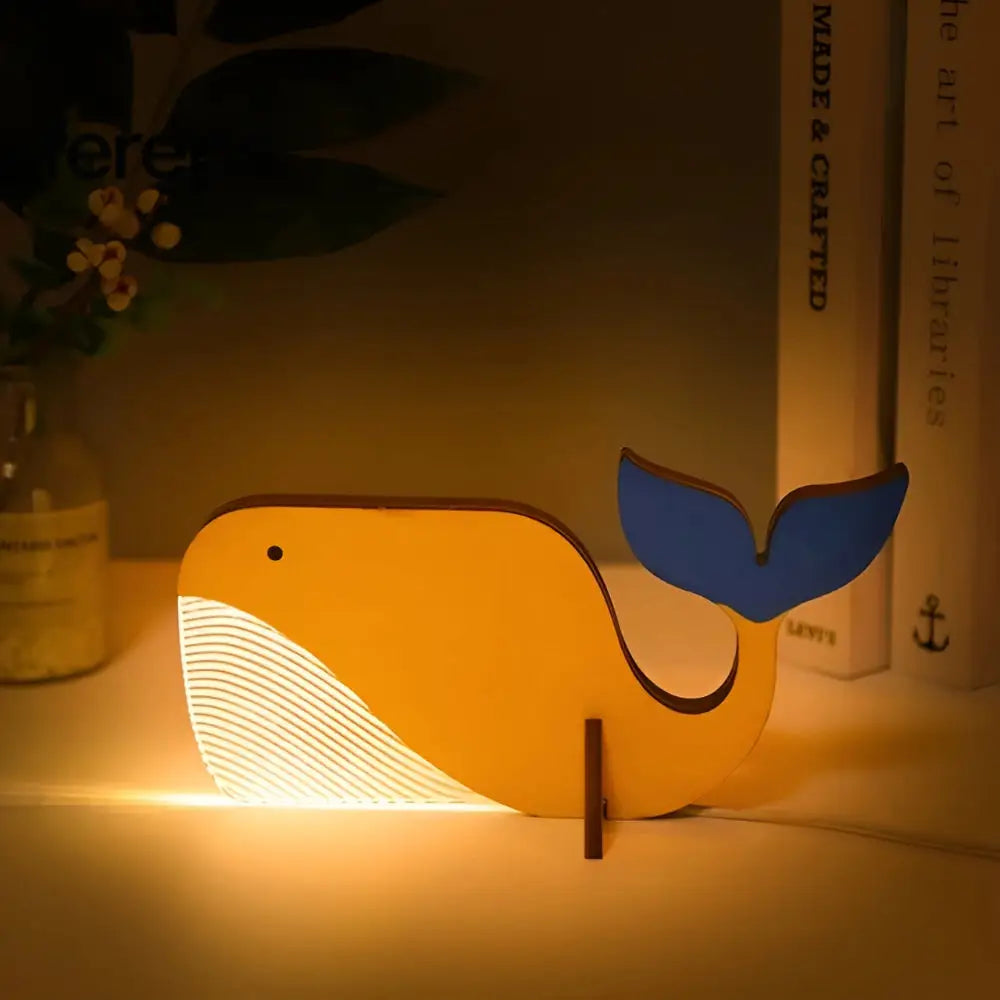 Decorative wooden animal table lamp - cute designs for children’s rooms Whale