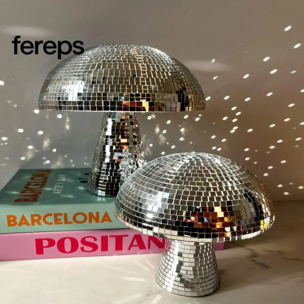 Disco ball mushroom lamp - retro design with glitter effect
