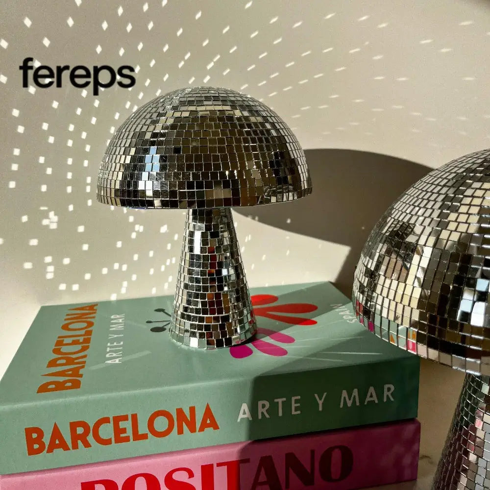 Disco ball mushroom lamp - retro design with glitter effect