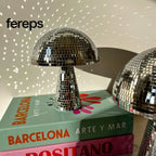 Disco ball mushroom lamp - retro design with glitter effect