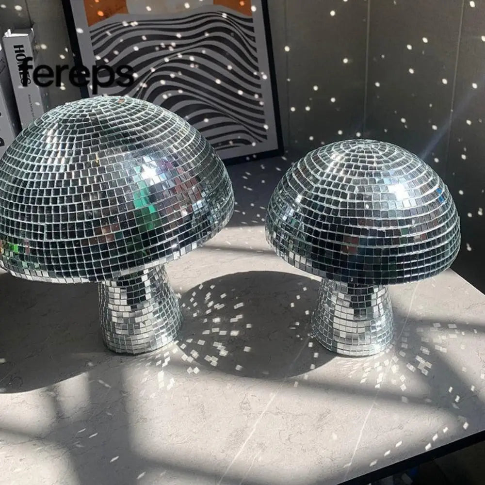 Disco ball mushroom lamp - retro design with glitter effect