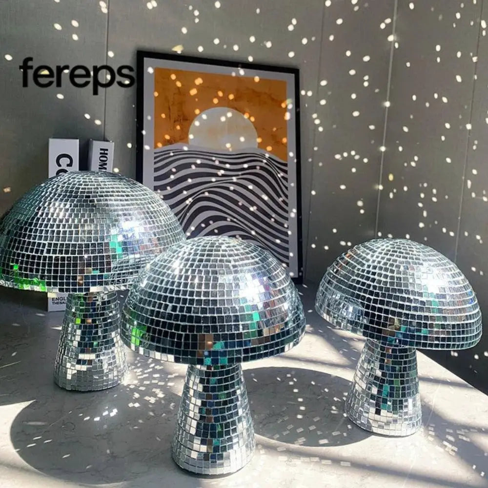 Disco ball mushroom lamp - retro design with glitter effect
