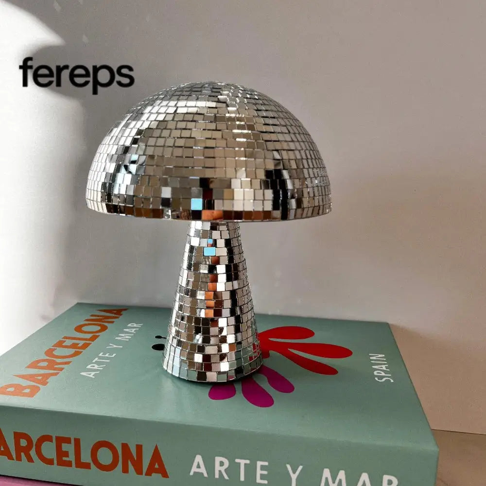 Disco ball mushroom lamp - retro design with glitter effect