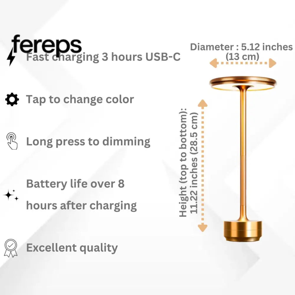 Modern Cordless Table Lamp - Rechargeable With LED Touch Sensor