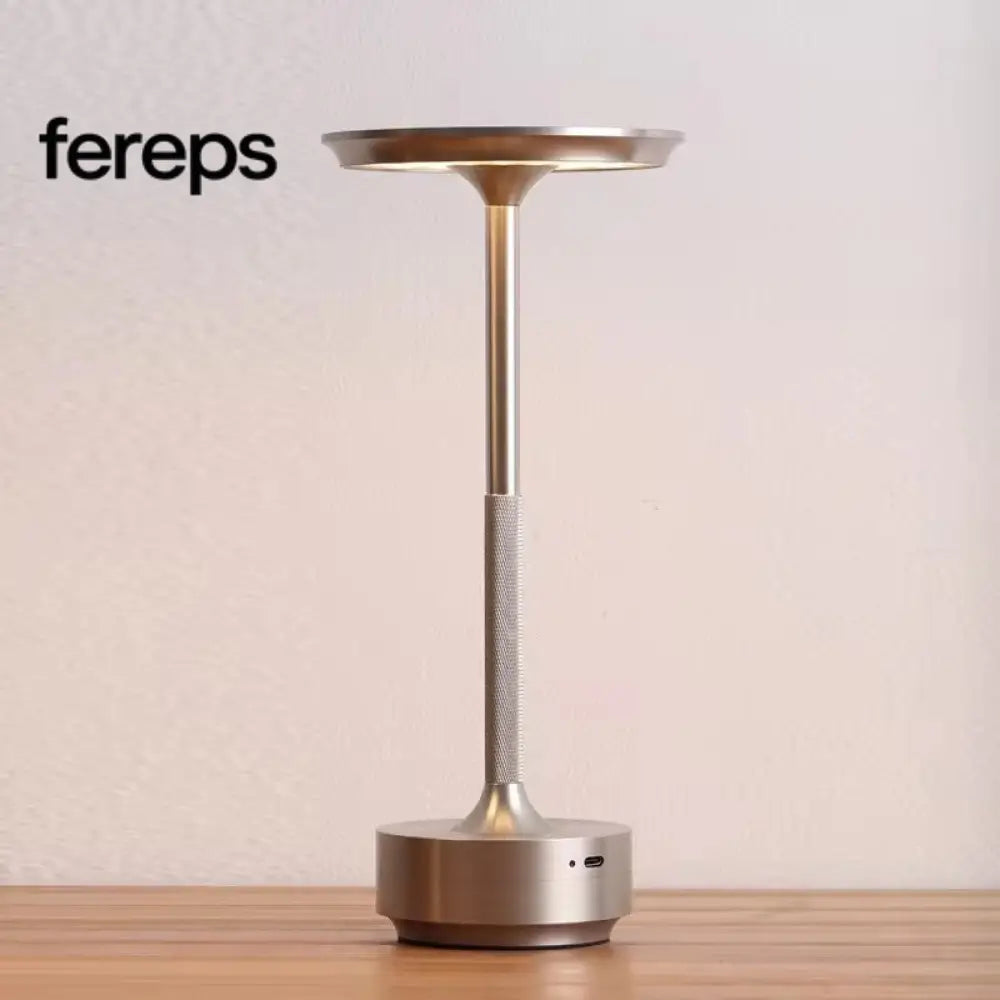 Modern Cordless Table Lamp - Rechargeable With LED Touch Sensor Silver