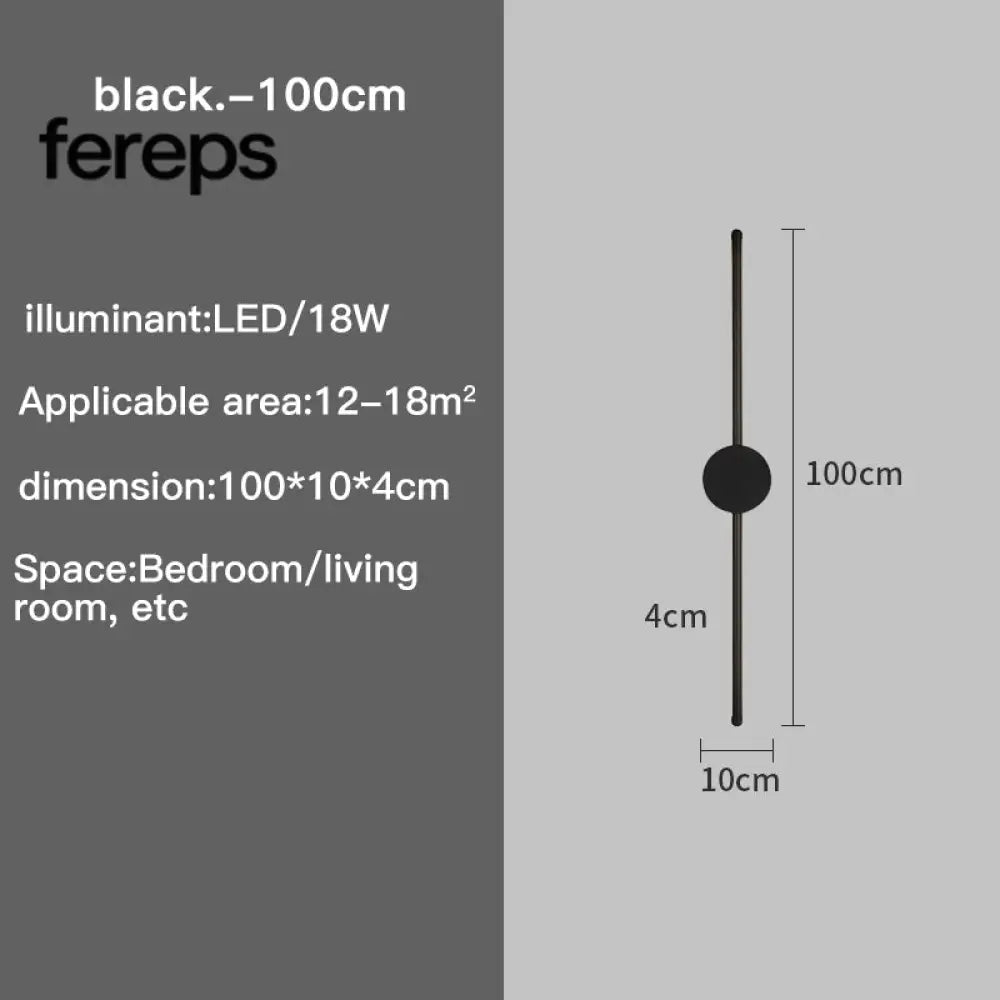 Modern I-Shaped LED Wall Light – Adjustable Three-Tone Wall Lamp for Bedroom and Living Room Black Aviation Aluminum