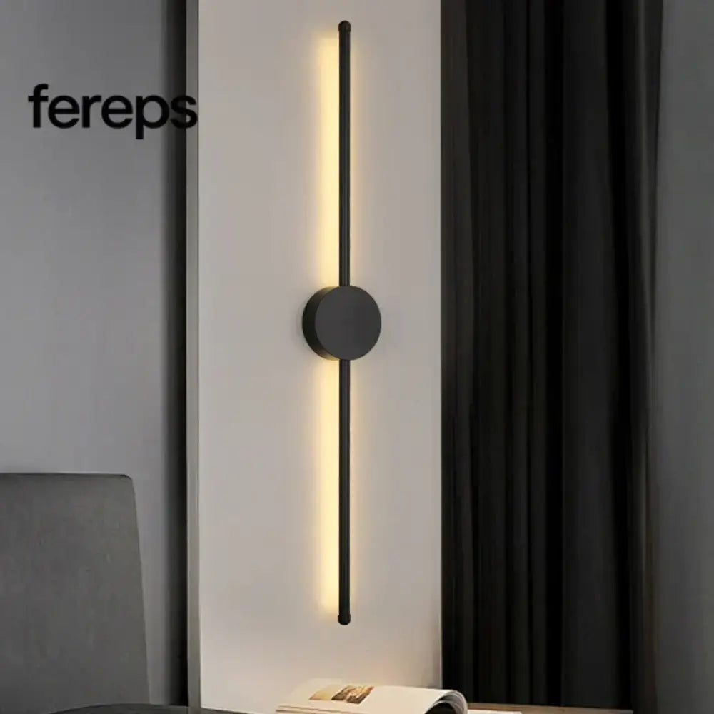 Modern I-Shaped LED Wall Light – Adjustable Three-Tone Wall Lamp for Bedroom and Living Room Black Aviation Aluminum
