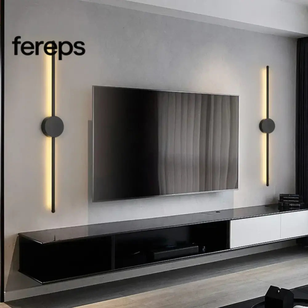 Modern I-Shaped LED Wall Light – Adjustable Three-Tone Wall Lamp for Bedroom and Living Room Black Aviation Aluminum