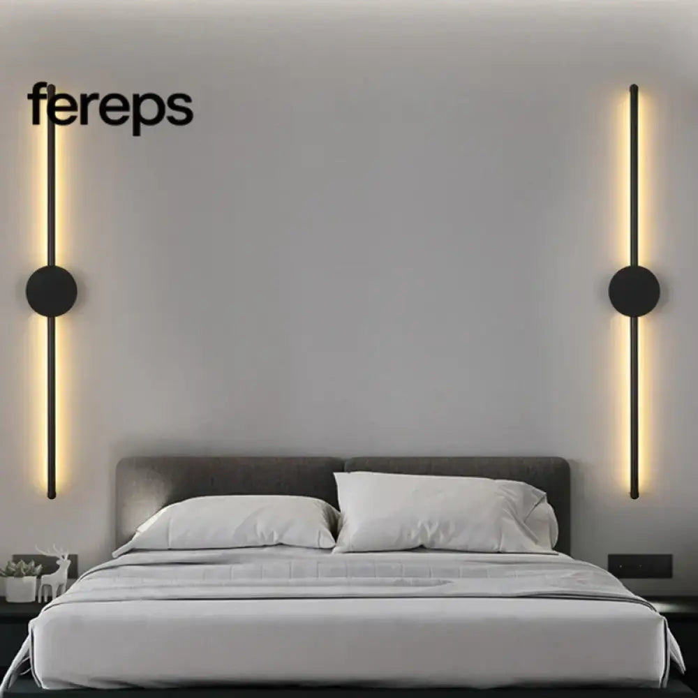 Modern I-Shaped LED Wall Light – Adjustable Three-Tone Wall Lamp for Bedroom and Living Room Black Aviation Aluminum
