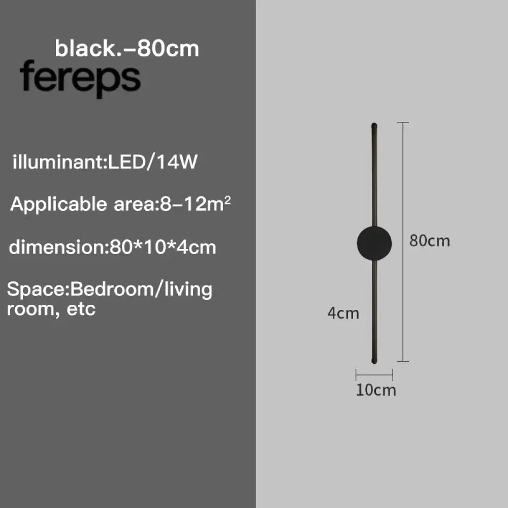 Modern I-Shaped LED Wall Light – Adjustable Three-Tone Wall Lamp for Bedroom and Living Room Black Aviation Aluminum