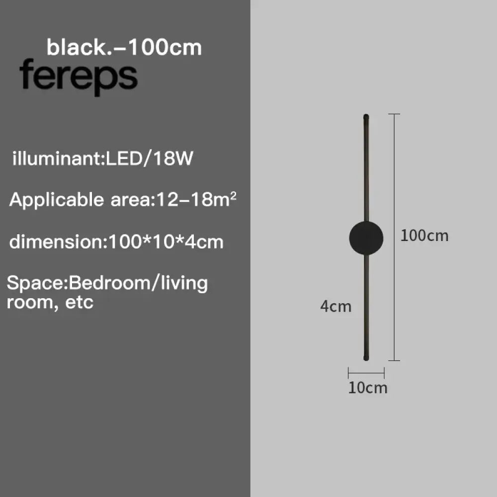Modern I-Shaped LED Wall Light – Adjustable Three-Tone Wall Lamp for Bedroom and Living Room Black Aviation Aluminum