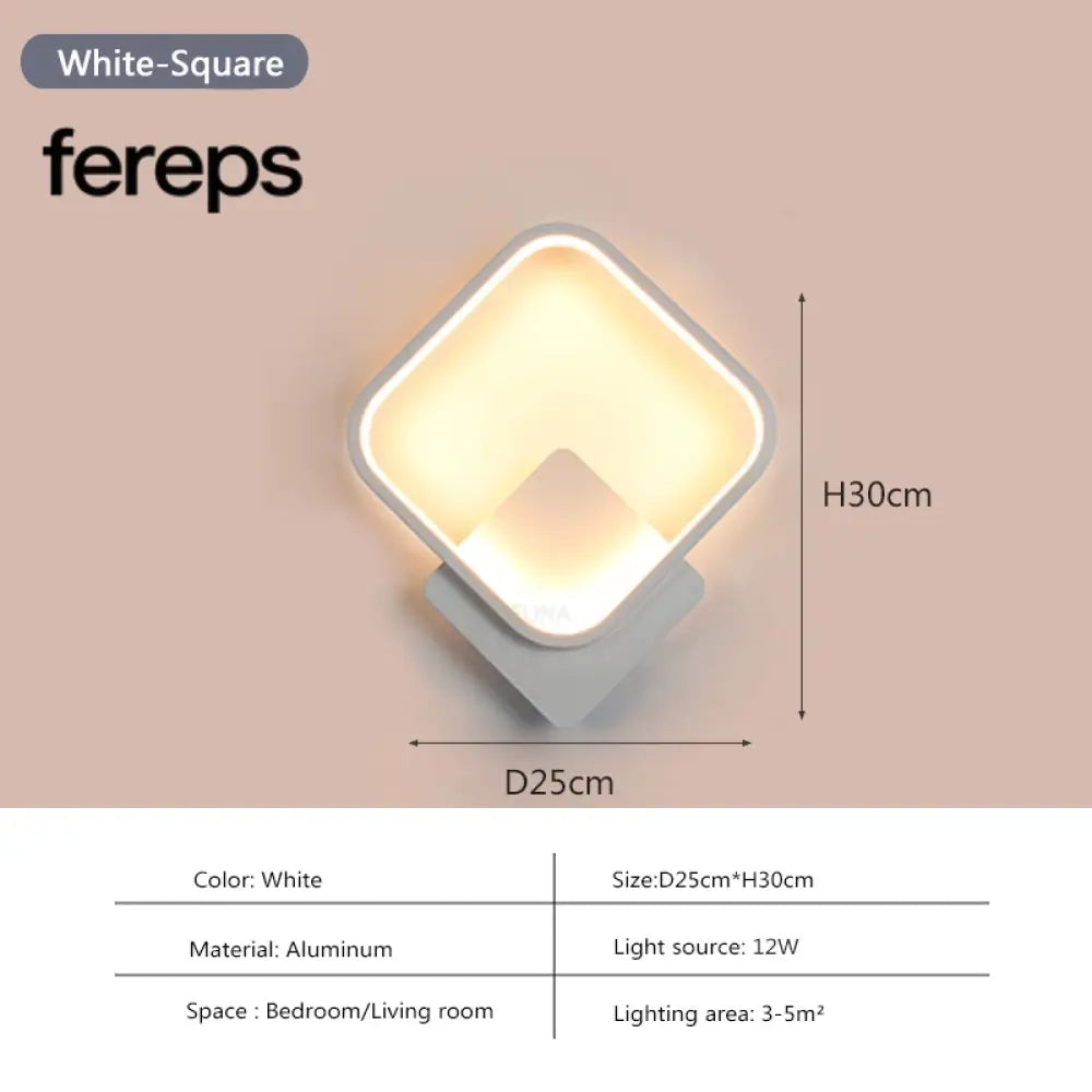 Modern LED Wall Lamp – Minimalist Nordic Wall Sconce for Indoor Lighting and Home Decor White-Square / Warm White