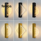 Modern LED Wall Lamp with Gold Foil Finish – Acrylic Wall Sconce for Indoor Bedroom and Living Room Lighting