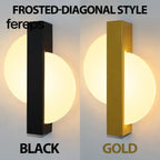 Modern LED Wall Lamp with Gold Foil Finish – Acrylic Wall Sconce for Indoor Bedroom and Living Room Lighting