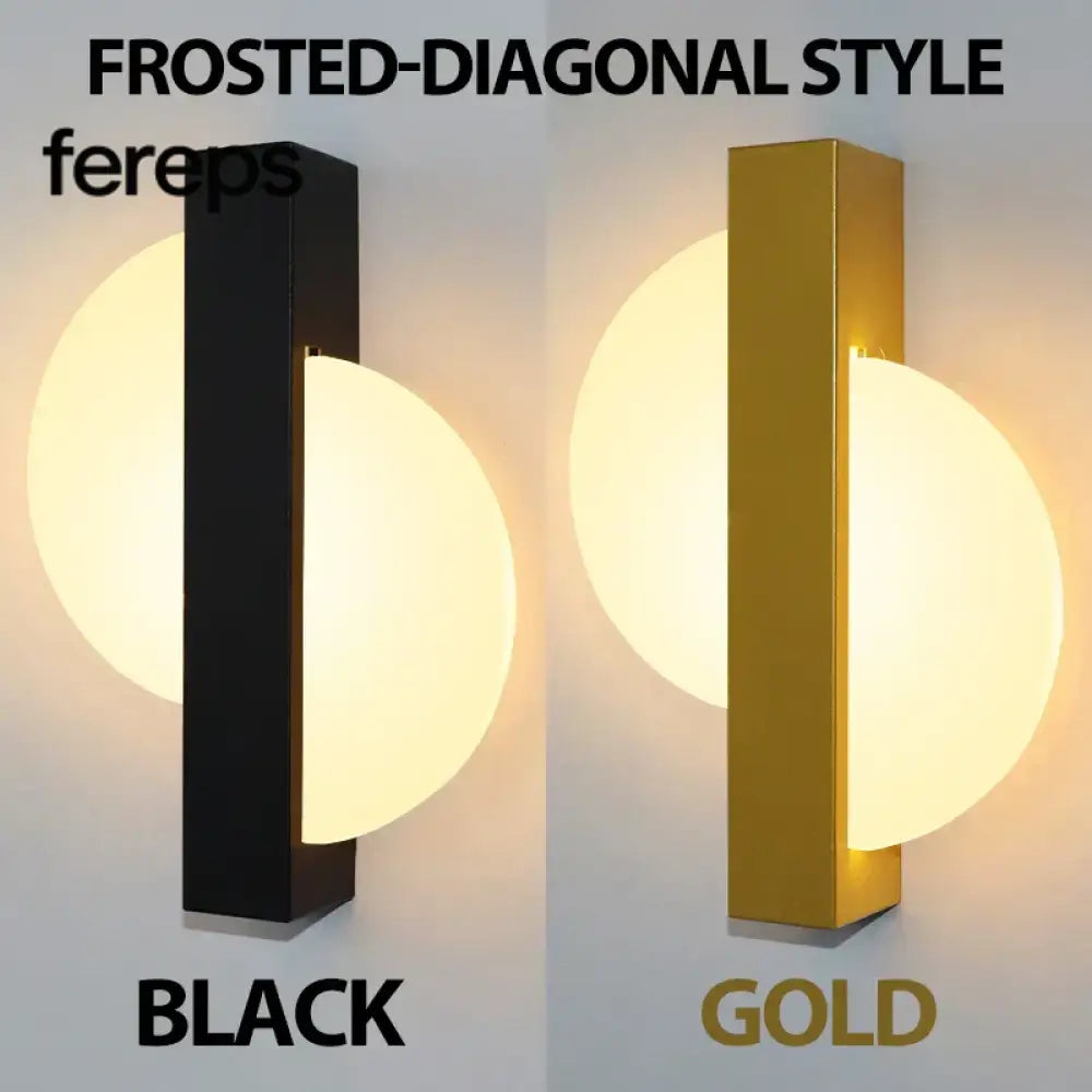 Modern LED Wall Lamp with Gold Foil Finish – Acrylic Wall Sconce for Indoor Bedroom and Living Room Lighting