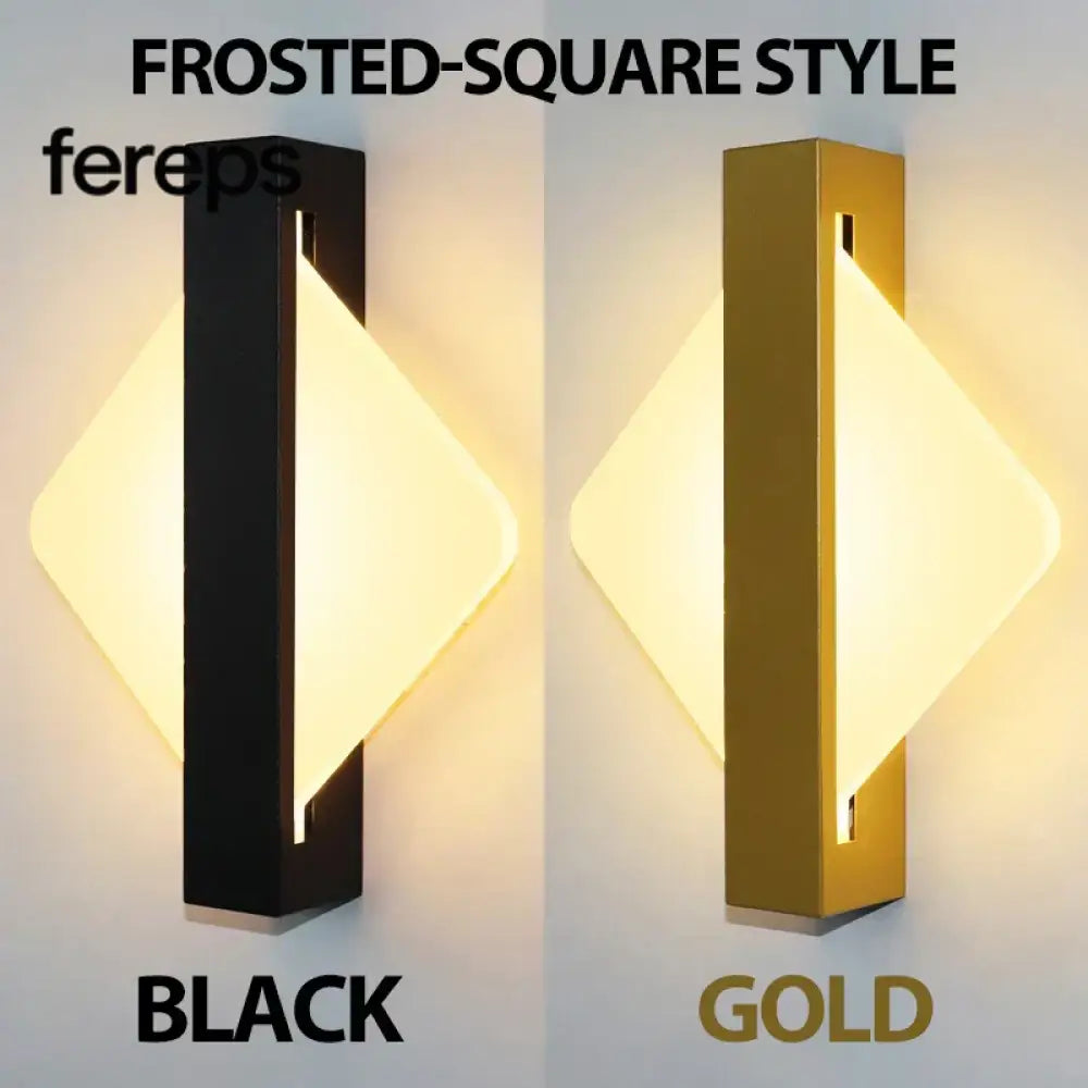 Modern LED Wall Lamp with Gold Foil Finish – Acrylic Wall Sconce for Indoor Bedroom and Living Room Lighting