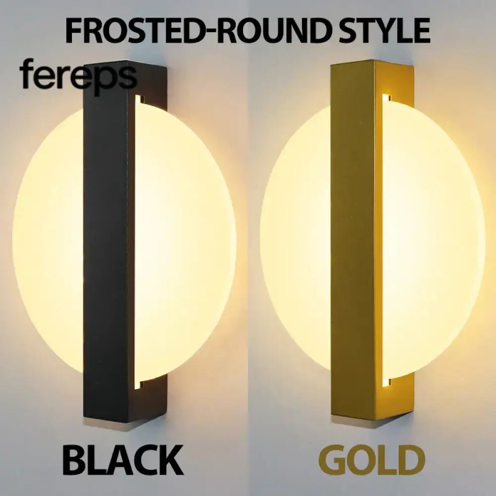 Modern LED Wall Lamp with Gold Foil Finish – Acrylic Wall Sconce for Indoor Bedroom and Living Room Lighting