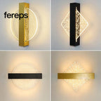 Modern LED Wall Lamp with Gold Foil Finish – Acrylic Wall Sconce for Indoor Bedroom and Living Room Lighting