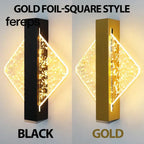 Modern LED Wall Lamp with Gold Foil Finish – Acrylic Wall Sconce for Indoor Bedroom and Living Room Lighting