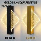 Modern LED Wall Lamp with Gold Foil Finish – Acrylic Wall Sconce for Indoor Bedroom and Living Room Lighting