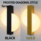 Modern LED Wall Lamp with Gold Foil Finish – Acrylic Wall Sconce for Indoor Bedroom and Living Room Lighting Diagonal
