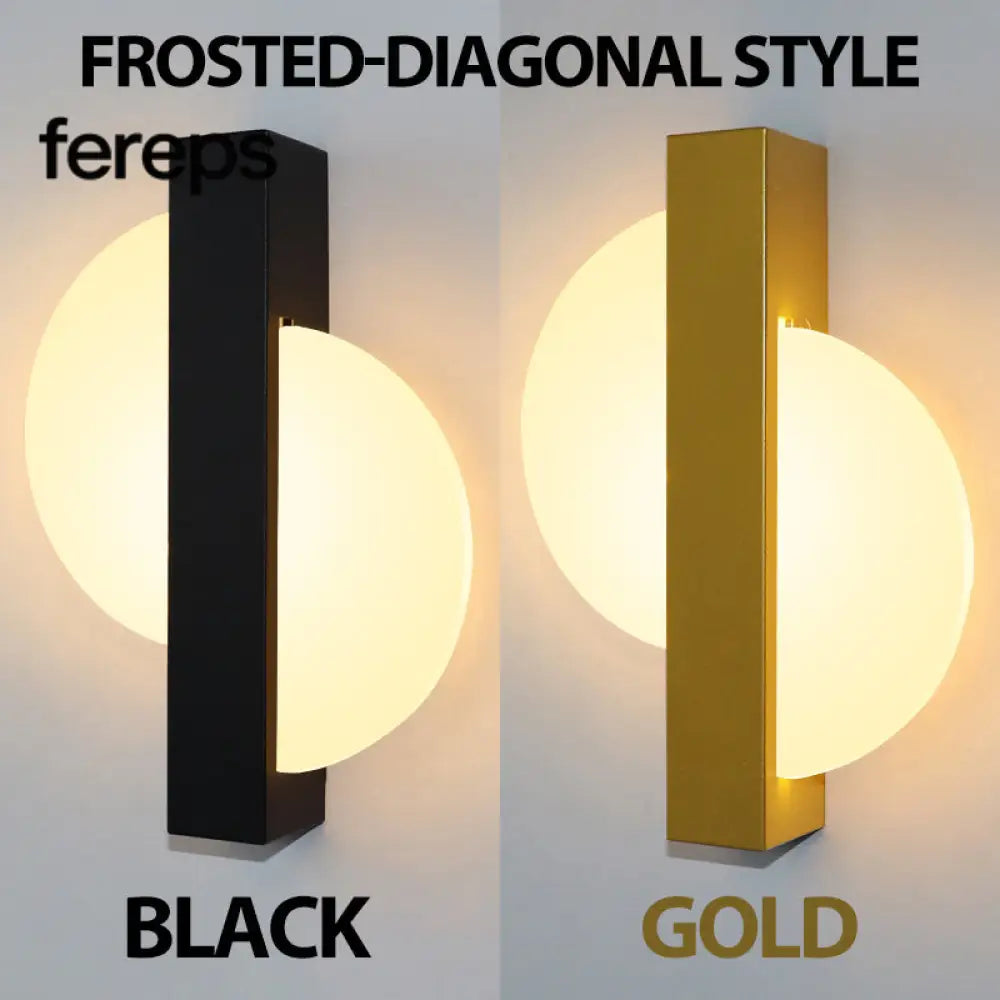Modern LED Wall Lamp with Gold Foil Finish – Acrylic Wall Sconce for Indoor Bedroom and Living Room Lighting Diagonal