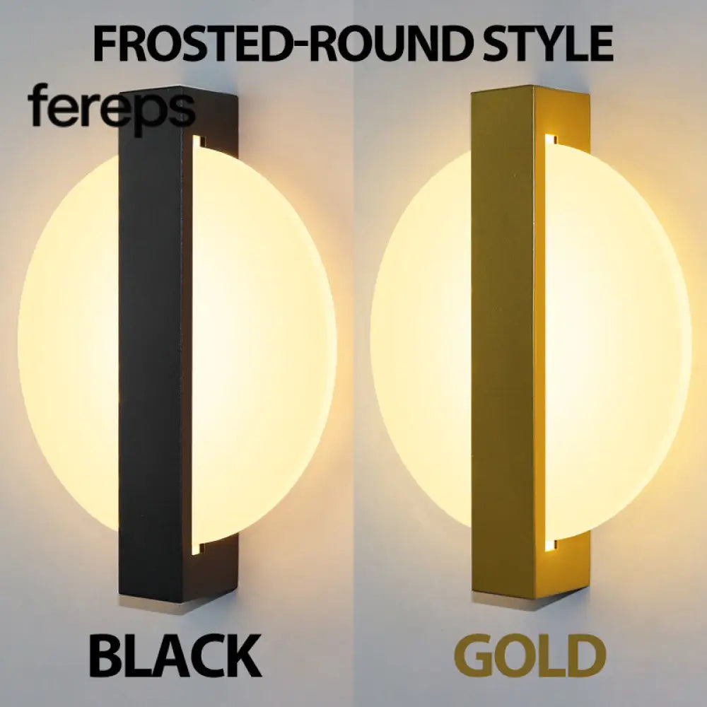 Modern LED Wall Lamp with Gold Foil Finish – Acrylic Wall Sconce for Indoor Bedroom and Living Room Lighting Round