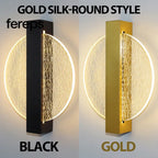 Modern LED Wall Lamp with Gold Foil Finish – Acrylic Wall Sconce for Indoor Bedroom and Living Room Lighting Round Gold