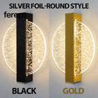Modern LED Wall Lamp with Gold Foil Finish – Acrylic Wall Sconce for Indoor Bedroom and Living Room Lighting Round
