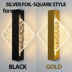 Modern LED Wall Lamp with Gold Foil Finish – Acrylic Wall Sconce for Indoor Bedroom and Living Room Lighting Square