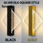 Modern LED Wall Lamp with Gold Foil Finish – Acrylic Wall Sconce for Indoor Bedroom and Living Room Lighting Square
