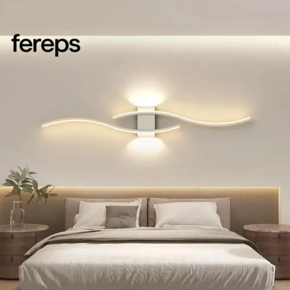Modern LED Wall Lamp with Remote Control – Double Curve Design in Black and Gold for Stylish Indoor Wall Lighting