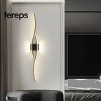 Modern LED Wall Lamp with Remote Control – Double Curve Design in Black and Gold for Stylish Indoor Wall Lighting
