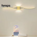 Modern LED Wall Lamp with Remote Control – Double Curve Design in Black and Gold for Stylish Indoor Wall Lighting