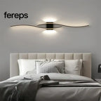 Modern LED Wall Lamp with Remote Control – Double Curve Design in Black and Gold for Stylish Indoor Wall Lighting