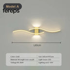 Modern LED Wall Lamp with Remote Control – Double Curve Design in Black and Gold for Stylish Indoor Wall Lighting Gold