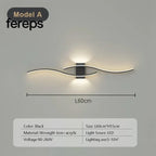 Modern LED Wall Lamp with Remote Control – Double Curve Design in Black and Gold for Stylish Indoor Wall Lighting